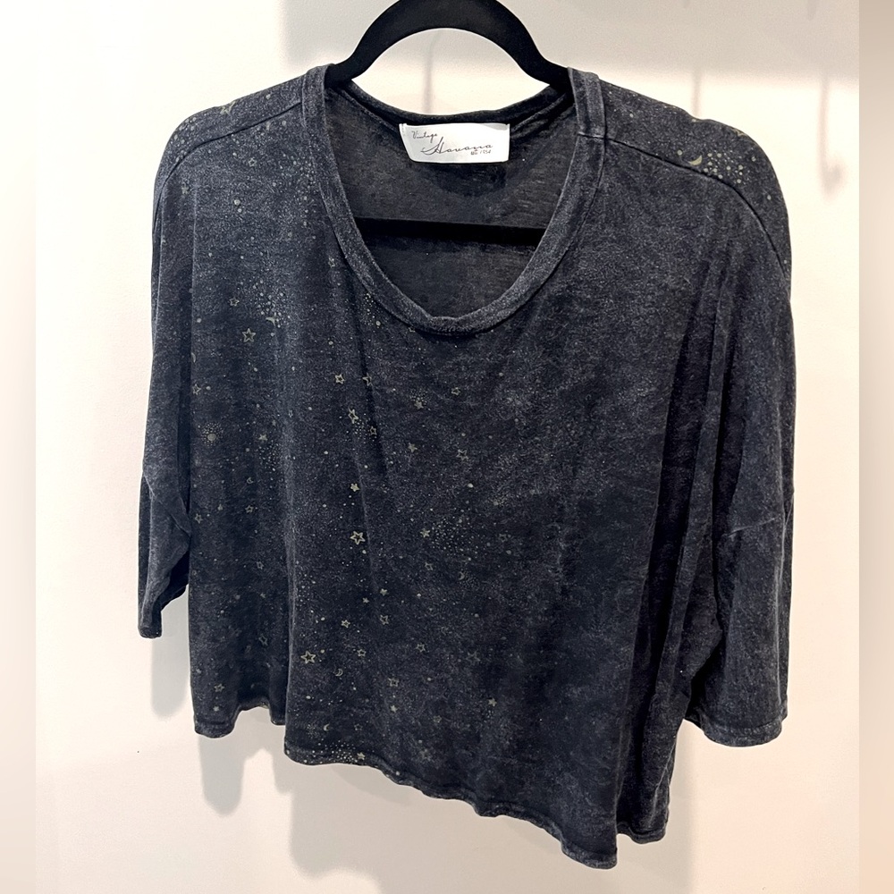 Vintage Havana acid wash black tee size large L with star print